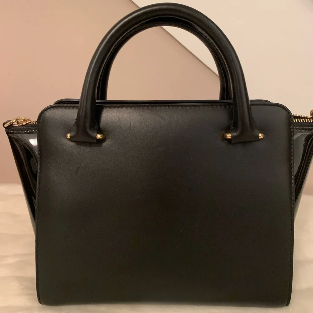 Ted Baker Black Bow-Accent Top-Handle Satchel with Gold Hardware